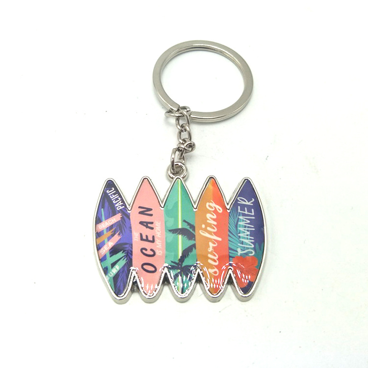 Custom Metal Souvenir Keychainn Beach Seaside Surf Souvenirs Surfboard
